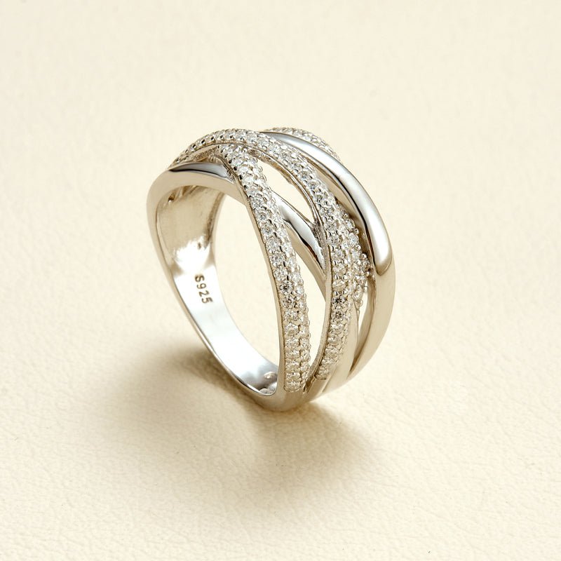 Multi - Band Moissanite S925 Silver Statement Ring - AKAK BODYJEWELRY - ear - tunnel