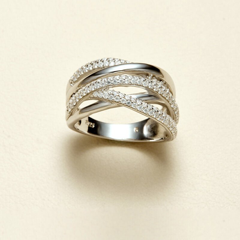 Multi - Band Moissanite S925 Silver Statement Ring - AKAK BODYJEWELRY - ear - tunnel