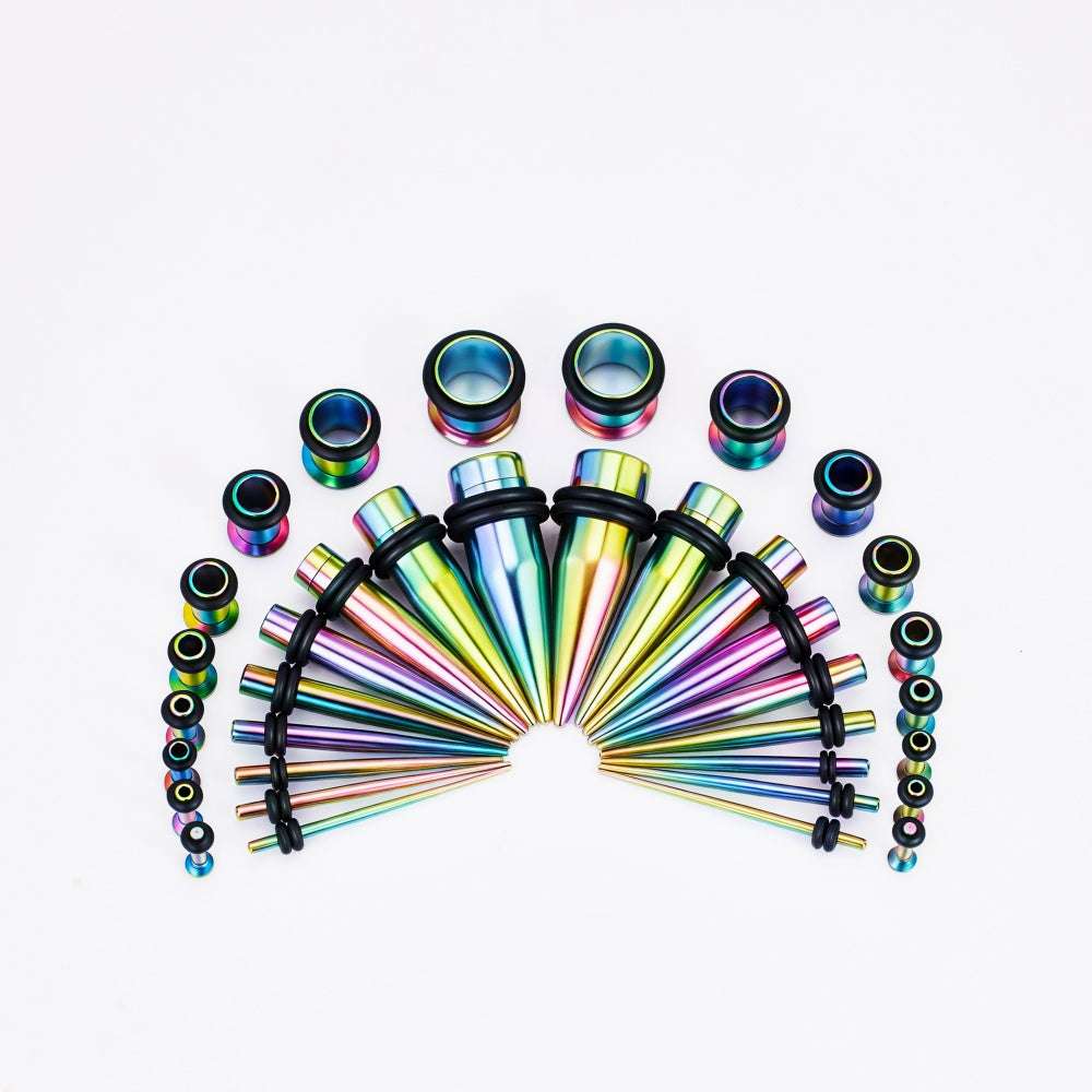 Multicolor Spike Ear Stretching Kit 36Pcs - AKAK BODYJEWELRY - ear - tunnel