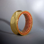 Orange Red Moissanite 14K Gold Stars Shining Ear Gauge Tunnel(2Pcs) - AKAK BODYJEWELRY - ear - tunnel