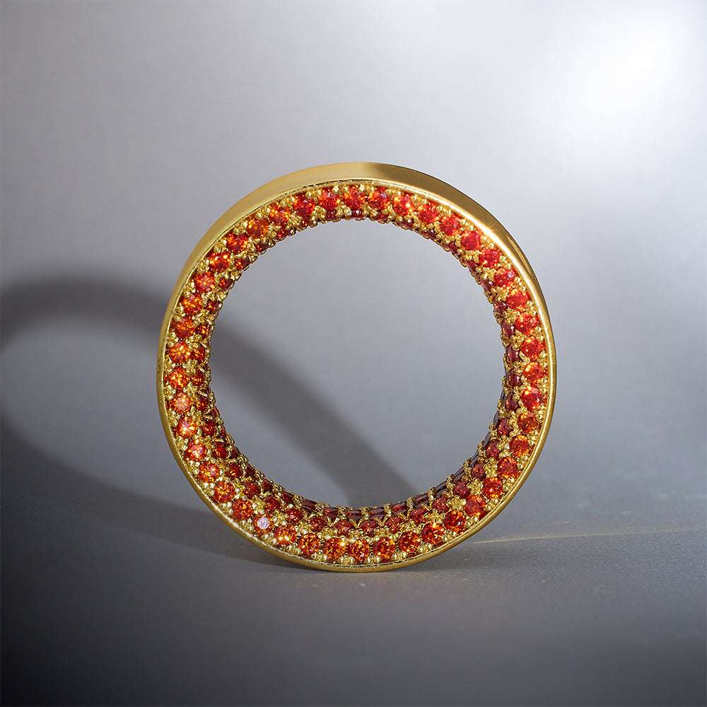 Orange Red Moissanite 14K Gold Stars Shining Ear Gauge Tunnel(2Pcs) - AKAK BODYJEWELRY - ear - tunnel