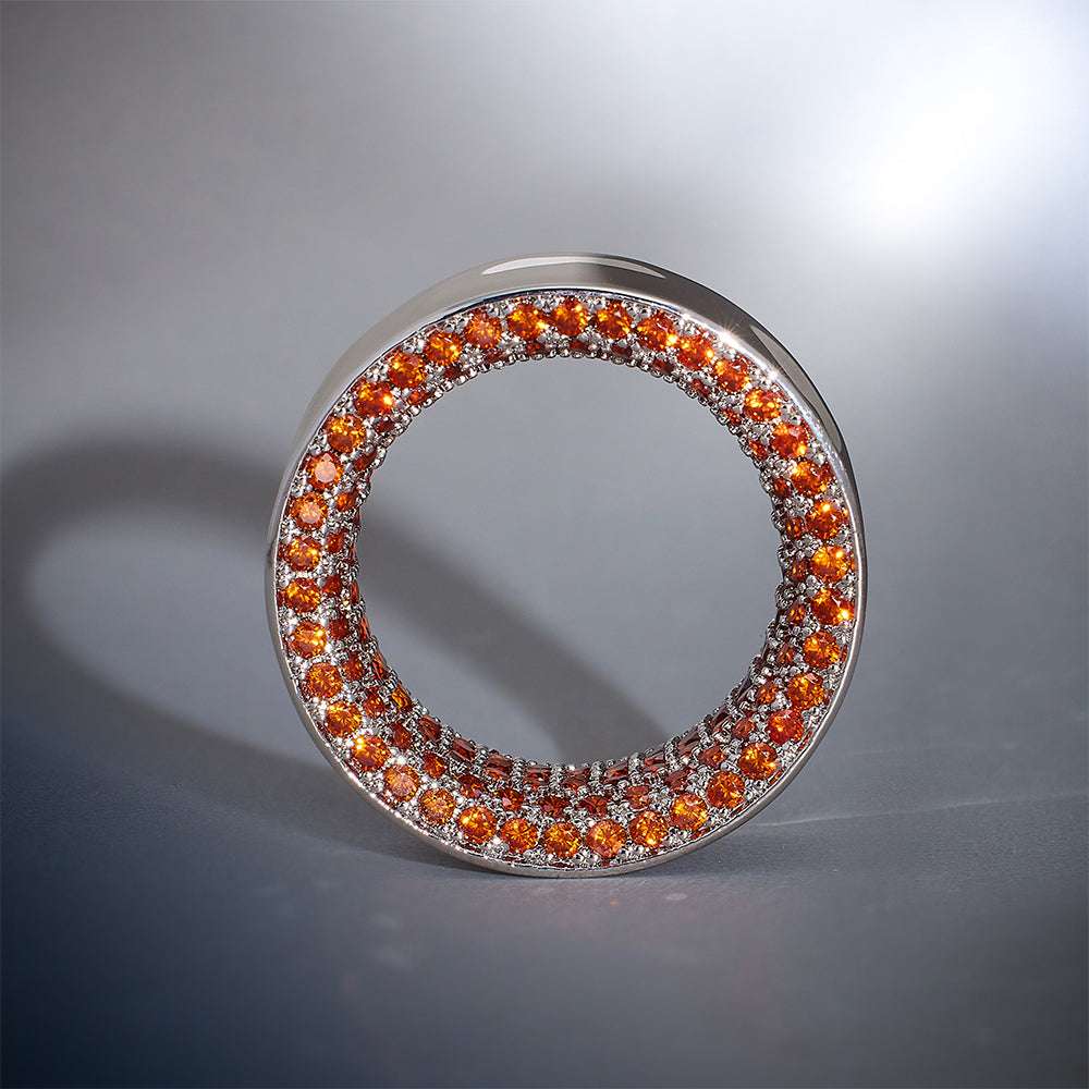Orange Red Moissanite 14K White Gold Stars Shining Ear Gauge Tunnel(2Pcs) - AKAK BODYJEWELRY - ear - tunnel