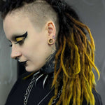 Orange Red Moissanite 14K White Gold Stars Shining Ear Gauge Tunnel(2Pcs) - AKAK BODYJEWELRY - ear - tunnel