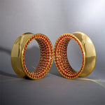 Orange Red Moissanite 8K Stars Shining Ear Gauge Tunnel (2Pcs) - AKAK BODYJEWELRY - ear - tunnel