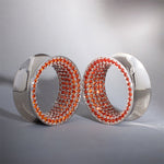 Orange Red Zircon 14K White Gold Stars Shining Ear Gauge Tunnel(2Pcs) - AKAK BODYJEWELRY - ear - tunnel