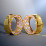 Pink Moissanite 14K Gold Stars Shining Tunnel(2Pcs) - AKAK BODYJEWELRY - ear - tunnel