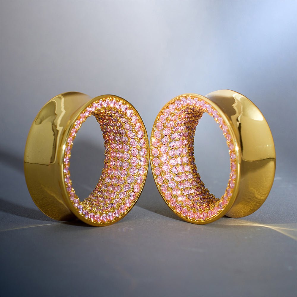 Pink Sapphire S925 Silver Stars Shining Tunnel (2Pcs) - AKAK BODYJEWELRY - ear - tunnel