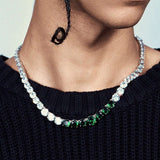 Prism Luxe Gradient Zirconia Chain Necklace - AKAK BODYJEWELRY - ear - tunnel