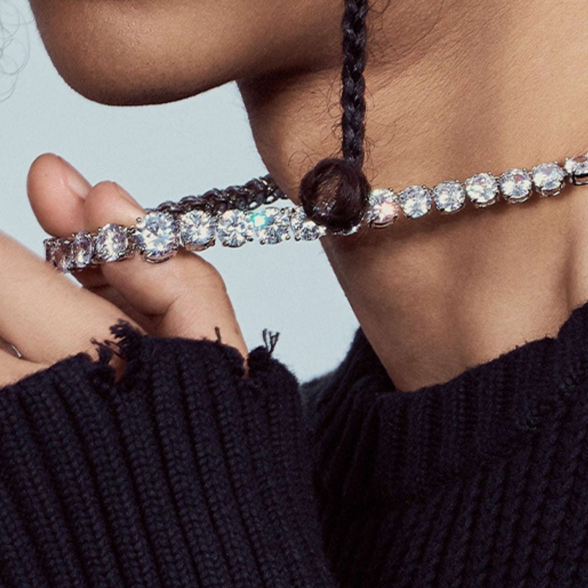 Prism Luxe Gradient Zirconia Chain Necklace - AKAK BODYJEWELRY - ear - tunnel