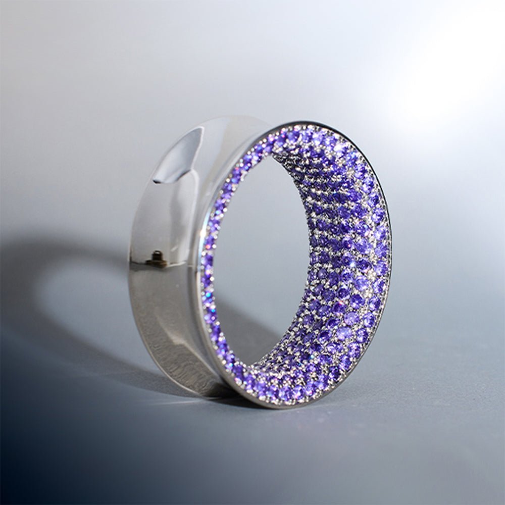 Purple Zircon S925 Silver Stars Shining Tunnel (2Pcs) - AKAK BODYJEWELRY - ear - tunnel