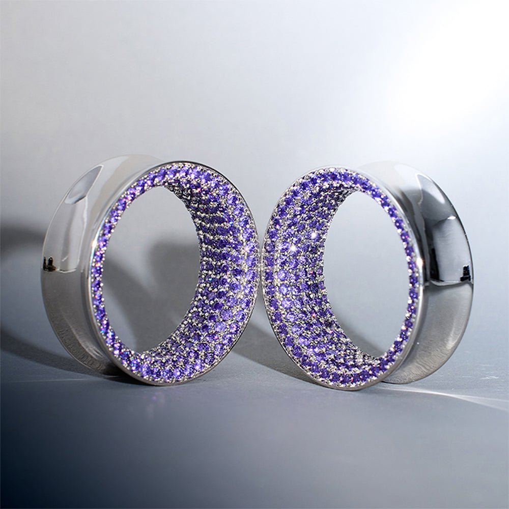 Purple Zircon S925 Silver Stars Shining Tunnel (2Pcs) - AKAK BODYJEWELRY - ear - tunnel