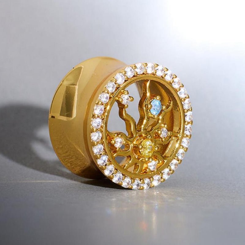 Radiance of Life Moissanite 14K Ear Gauge Tunnel (2Pcs) - AKAK BODYJEWELRY - ear - tunnel