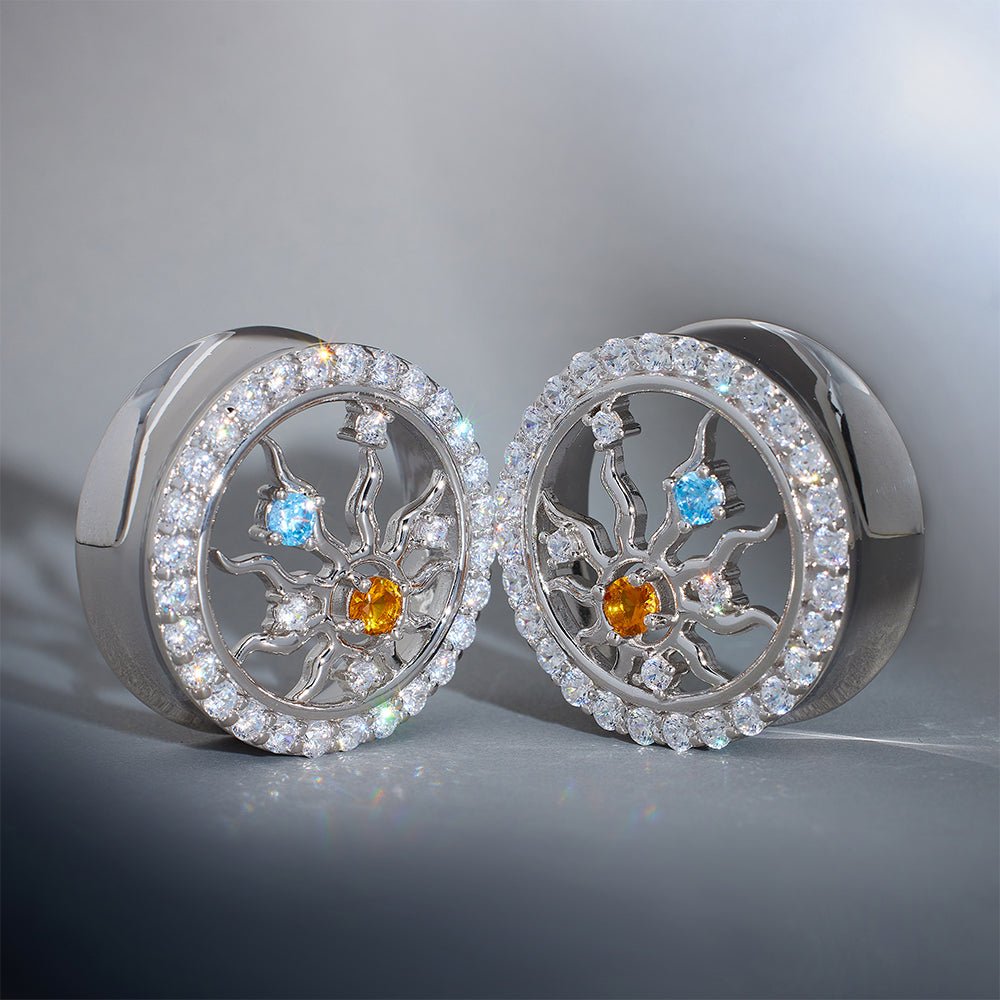 Radiance of Life Moissanite S925 Silver Ear Gauge Tunnel (2Pcs) - AKAK BODYJEWELRY - ear - tunnel