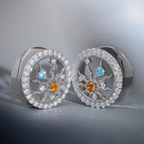 Radiance of Life Zircon 14K Ear Gauge Tunnel (2Pcs) - AKAK BODYJEWELRY - ear - tunnel