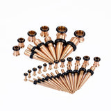 Rose Gold Multicolor Spike Ear Stretching Kit 36Pcs - AKAK BODYJEWELRY - ear - tunnel