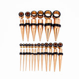 Rose Gold Multicolor Spike Ear Stretching Kit 36Pcs - AKAK BODYJEWELRY - ear - tunnel