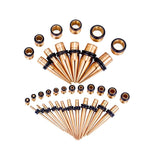 Rose Gold Multicolor Spike Ear Stretching Kit 36Pcs - AKAK BODYJEWELRY - ear - tunnel