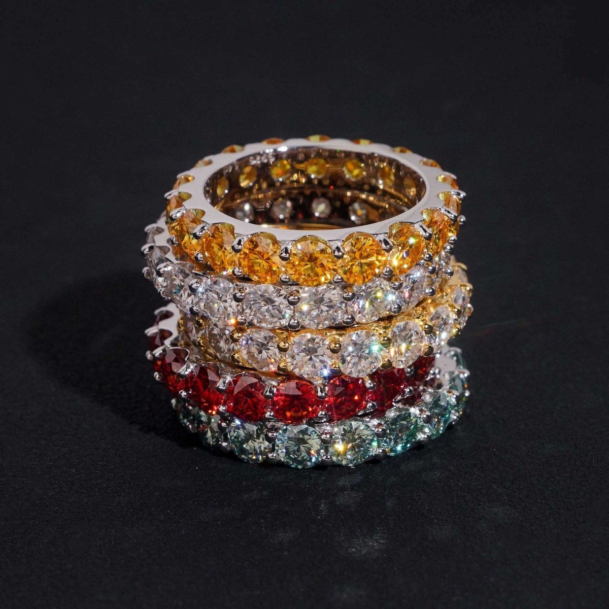 S925 4mm Moissanite Eternity Band Ring - AKAK BODYJEWELRY - ear - tunnel