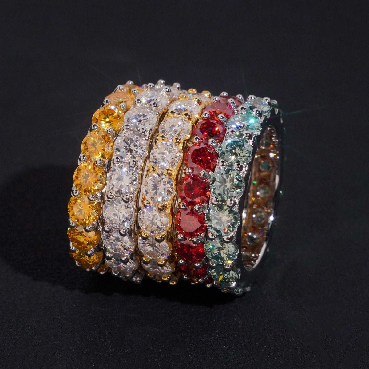 S925 4mm Moissanite Eternity Band Ring - AKAK BODYJEWELRY - ear - tunnel