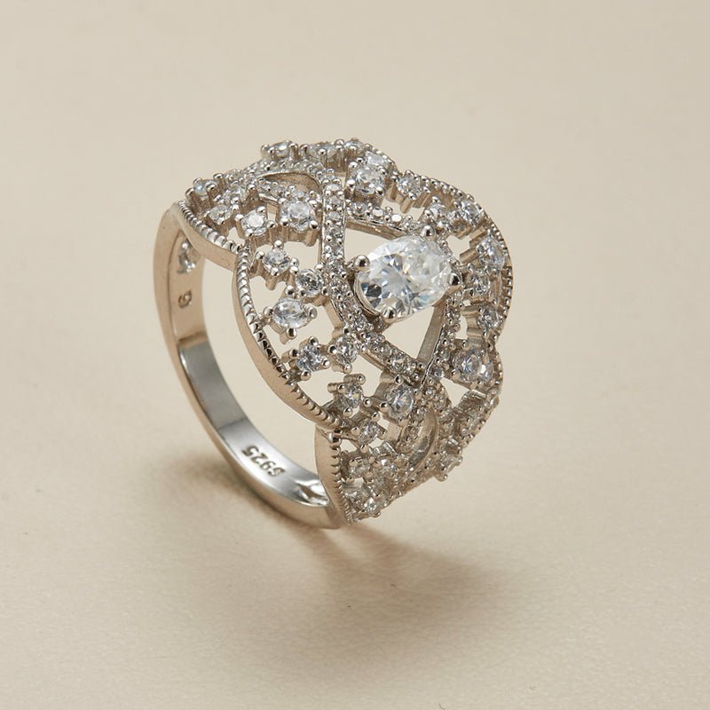 S925 Moissanite Lace Crown Ring - AKAK BODYJEWELRY - ear - tunnel