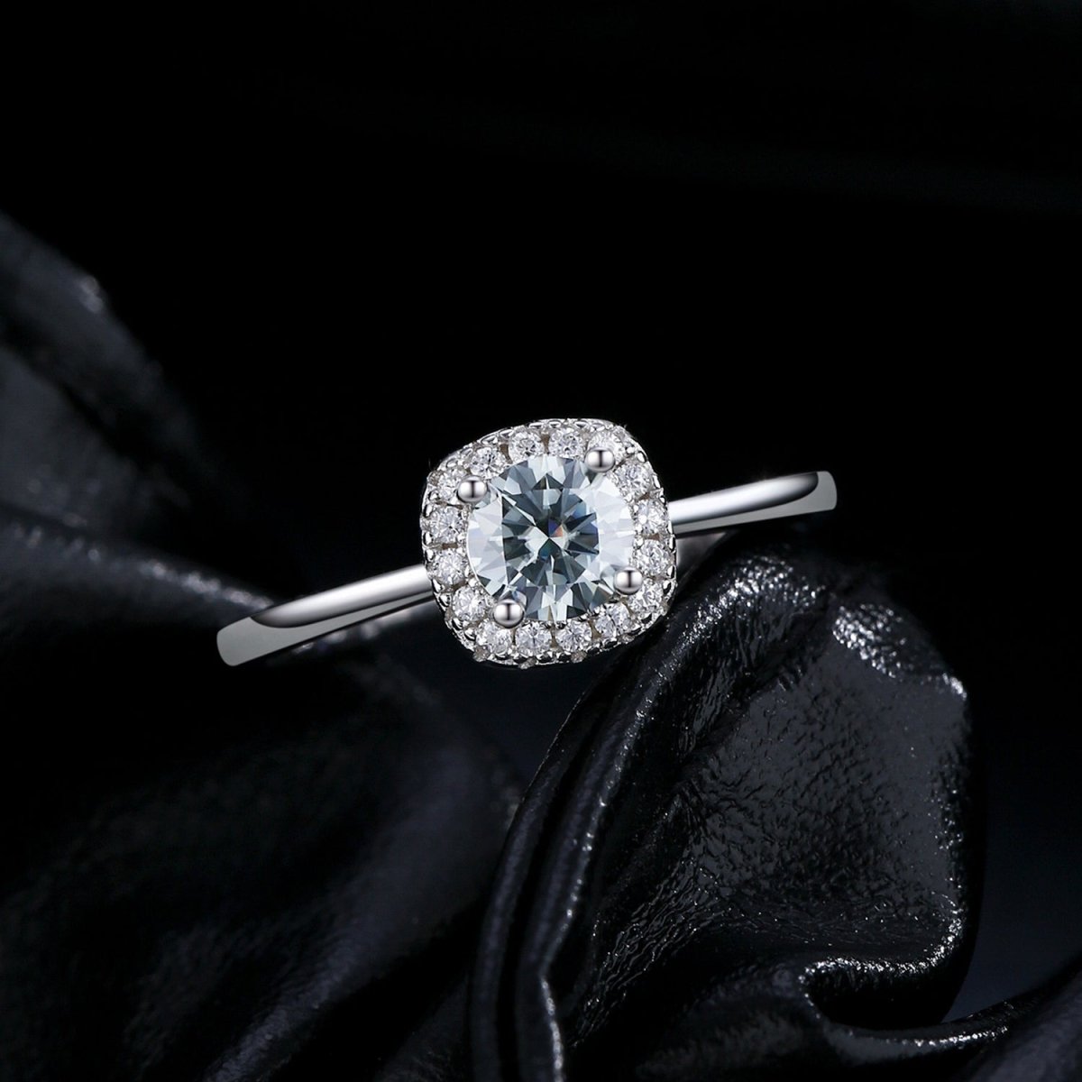 S925 Silver 0.5ct Gray Moissanite Halo Ring - AKAK BODYJEWELRY - Ring