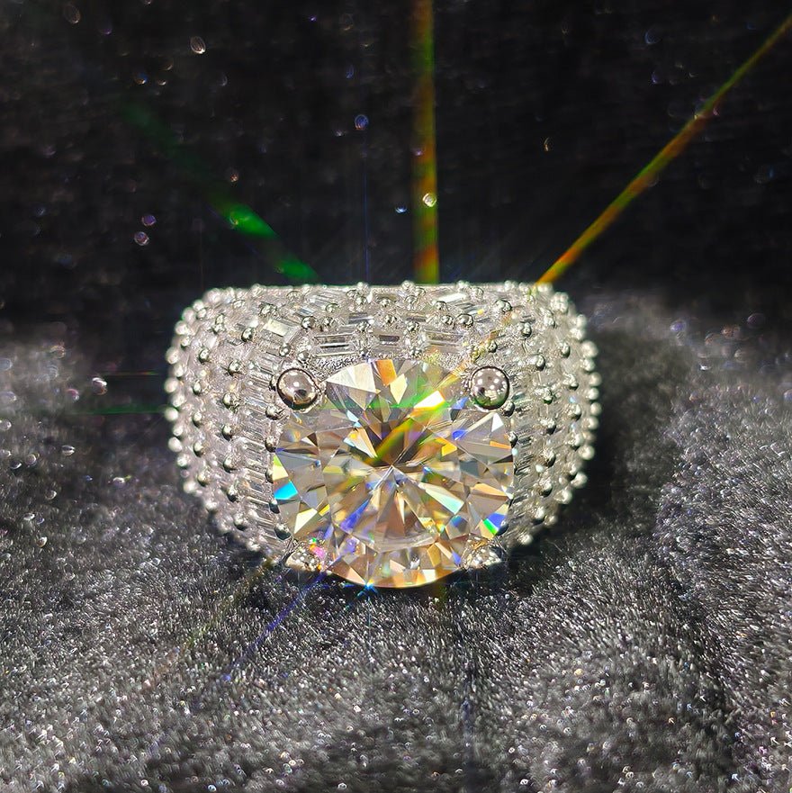 S925 Silver 10 Carat Moissanite Statement Ring - AKAK BODYJEWELRY - ear - tunnel