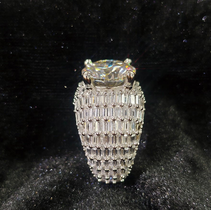 S925 Silver 10 Carat Moissanite Statement Ring - AKAK BODYJEWELRY - ear - tunnel