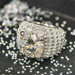 S925 Silver 10 Carat Moissanite Statement Ring - AKAK BODYJEWELRY - ear - tunnel
