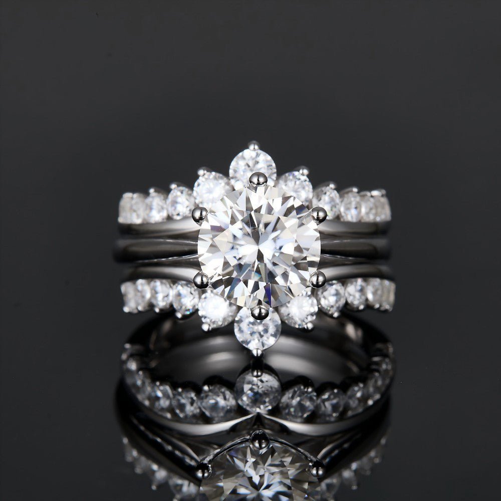 S925 Silver 3 Carat Moissanite Stacking Princess Ring - AKAK BODYJEWELRY - ear - tunnel