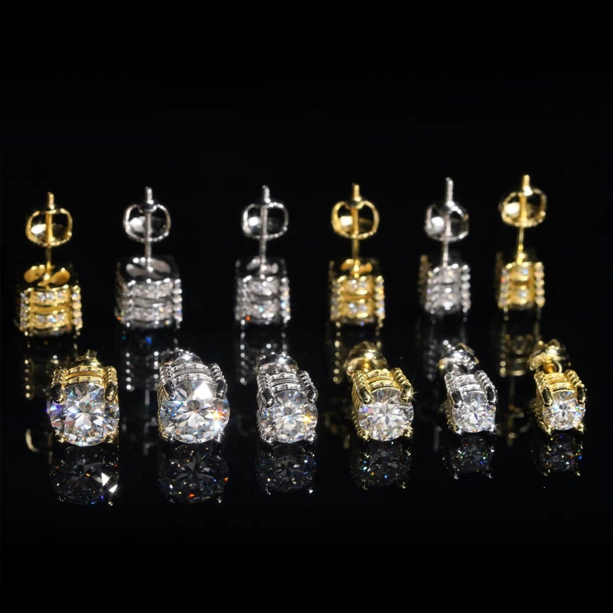 S925 Silver 4 - Prong D Color Moissanite Stud Earrings 2pcs(Enhanced edition) - AKAK BODYJEWELRY - ear - tunnel