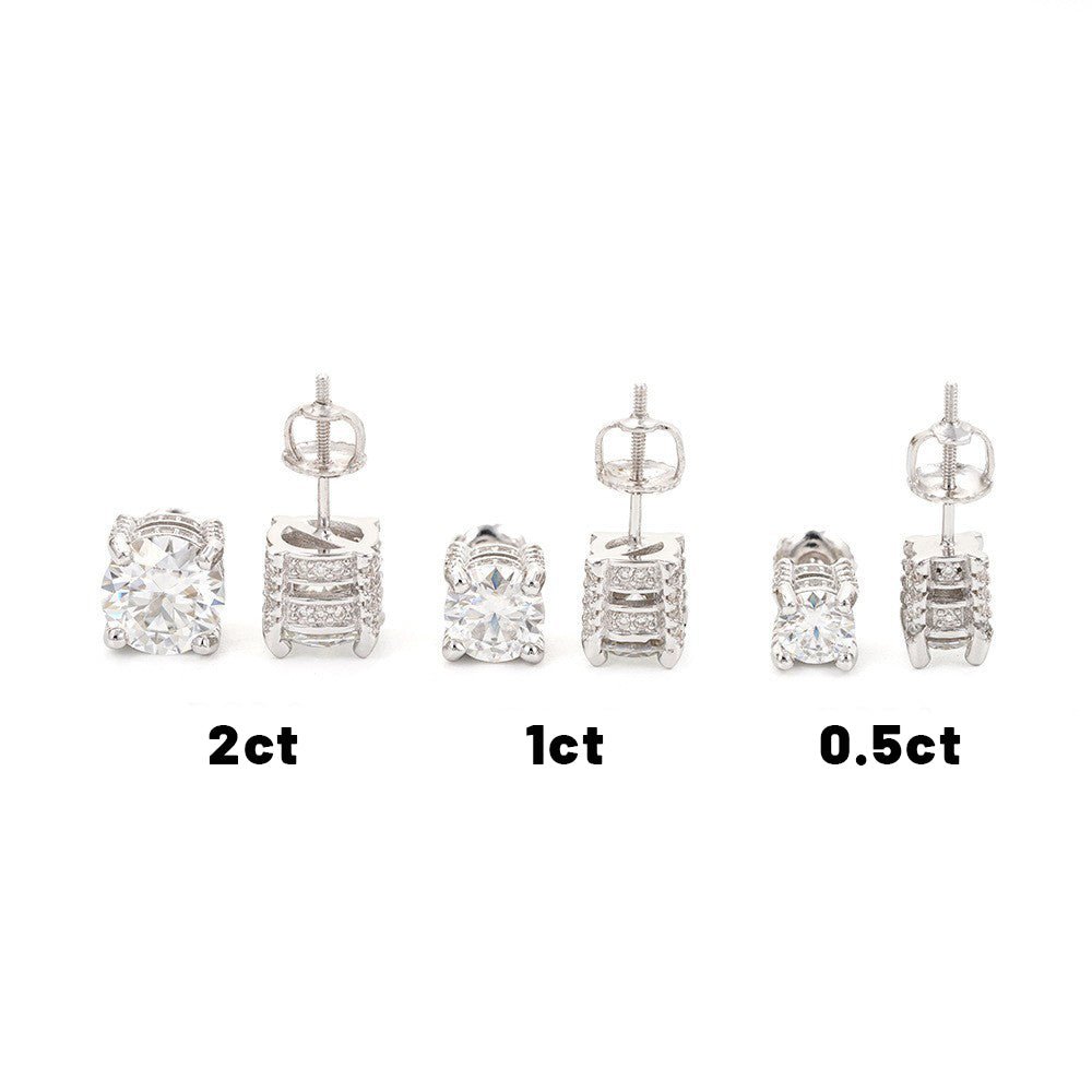 S925 Silver 4 - Prong D Color Moissanite Stud Earrings 2pcs(Enhanced edition) - AKAK BODYJEWELRY - ear - tunnel