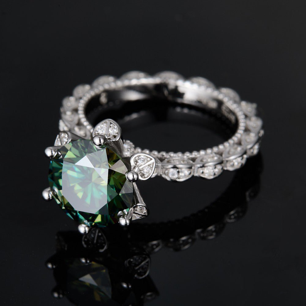 S925 Silver 5 Carat Green Moissanite Ring - AKAK BODYJEWELRY - ear - tunnel