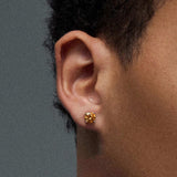 S925 Silver 6 - Prong Champagne Moissanite Stud Earrings Jewelry for Women Men - AKAK BODYJEWELRY - ear - tunnel