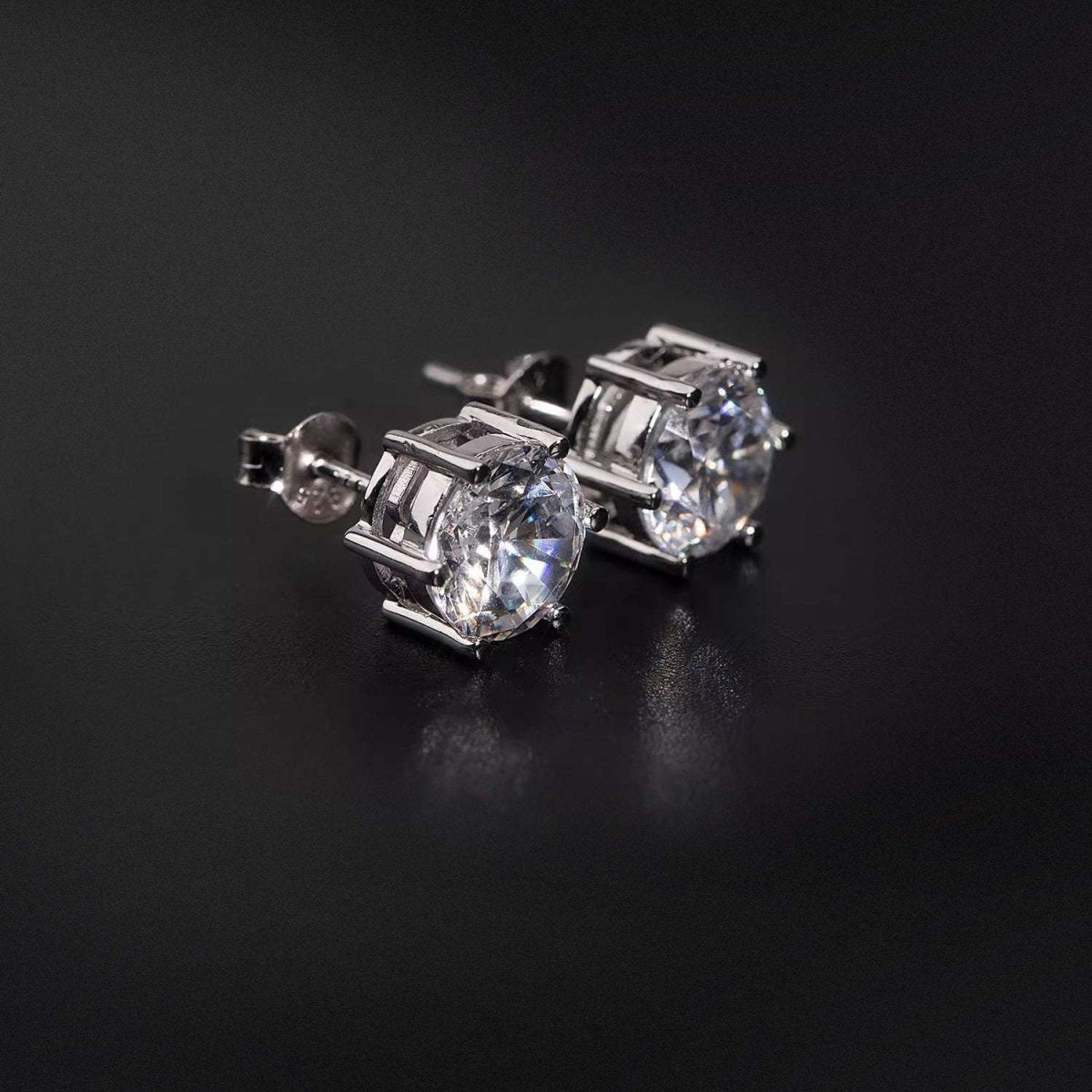 S925 Silver 6 - Prong D Color Moissanite Stud Earrings 2pcs - AKAK BODYJEWELRY - ear - tunnel
