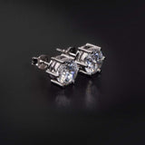 S925 Silver 6 - Prong D Color Moissanite Stud Earrings 2pcs - AKAK BODYJEWELRY - ear - tunnel