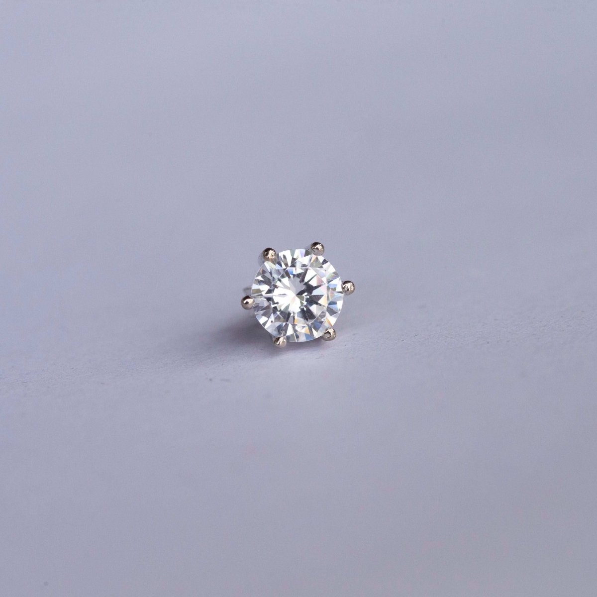 S925 Silver 6 - Prong D Color Moissanite Stud Earrings 2pcs - AKAK BODYJEWELRY - ear - tunnel