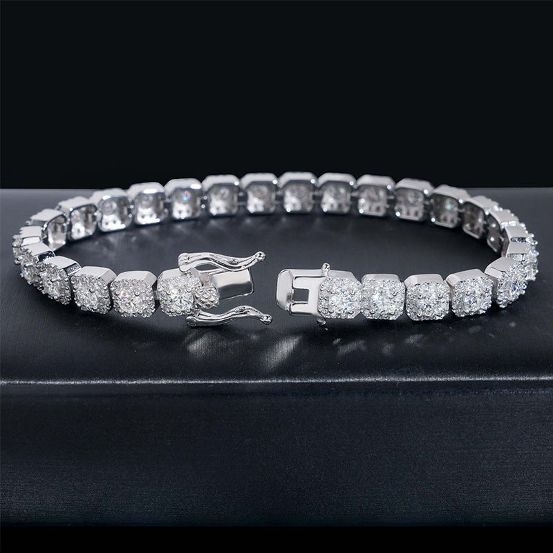 S925 Silver 6mm Classic Box - Link Moissanite Bracelet - AKAK BODYJEWELRY - ear - tunnel
