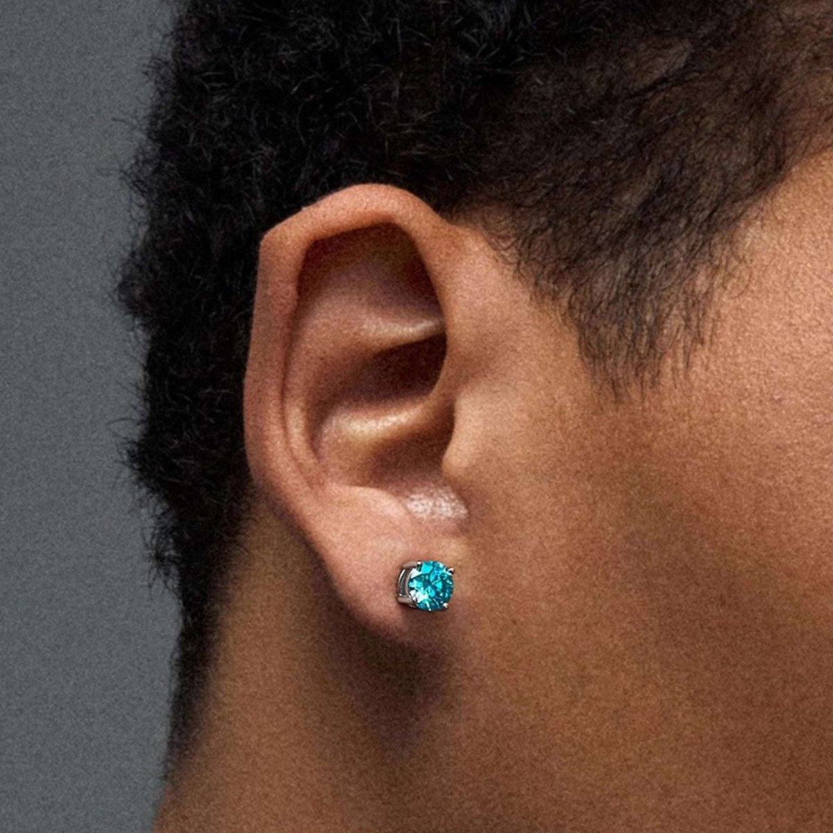 S925 Silver Blue Moissanite Stud Earrings Jewelry for Women Men - AKAK BODYJEWELRY - ear - tunnel