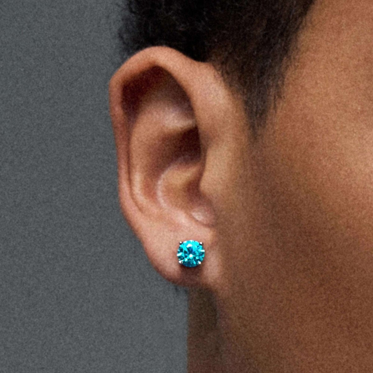 S925 Silver Blue Moissanite Stud Earrings Jewelry for Women Men - AKAK BODYJEWELRY - ear - tunnel