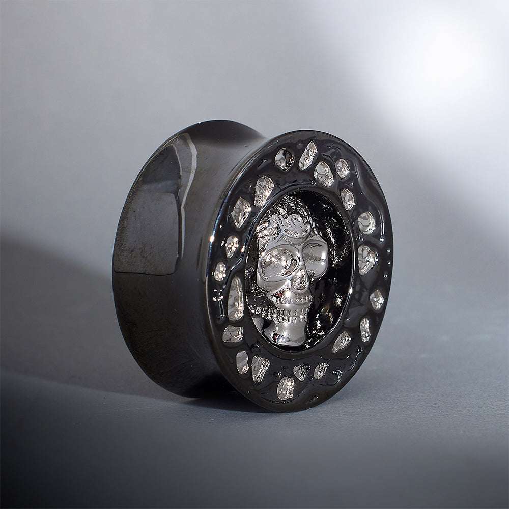 S925 Silver Celestial Skull Ear Plug(2pcs) - AKAK BODYJEWELRY - ear - tunnel