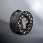 S925 Silver Celestial Skull Ear Plug(2pcs) - AKAK BODYJEWELRY - ear - tunnel