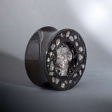 S925 Silver Celestial Skull Ear Plug(2pcs) - AKAK BODYJEWELRY - ear - tunnel