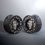 S925 Silver Celestial Skull Ear Plug(2pcs) - AKAK BODYJEWELRY - ear - tunnel
