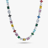 S925 Silver Colorgem Cross Tennis Chain - AKAK BODYJEWELRY - ear - tunnel