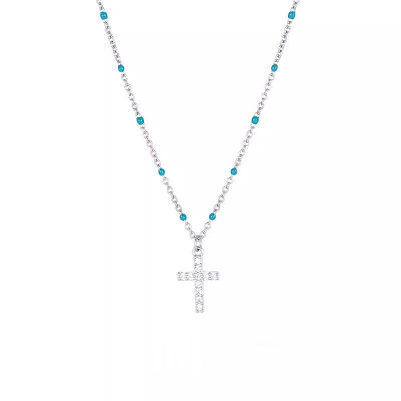 S925 Silver Cross Pendant Chain Necklace - AKAK BODYJEWELRY - ear - tunnel