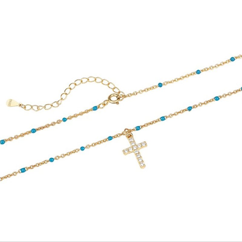 S925 Silver Cross Pendant Chain Necklace - AKAK BODYJEWELRY - ear - tunnel