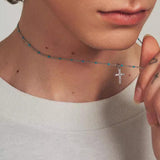 S925 Silver Cross Pendant Chain Necklace - AKAK BODYJEWELRY - ear - tunnel