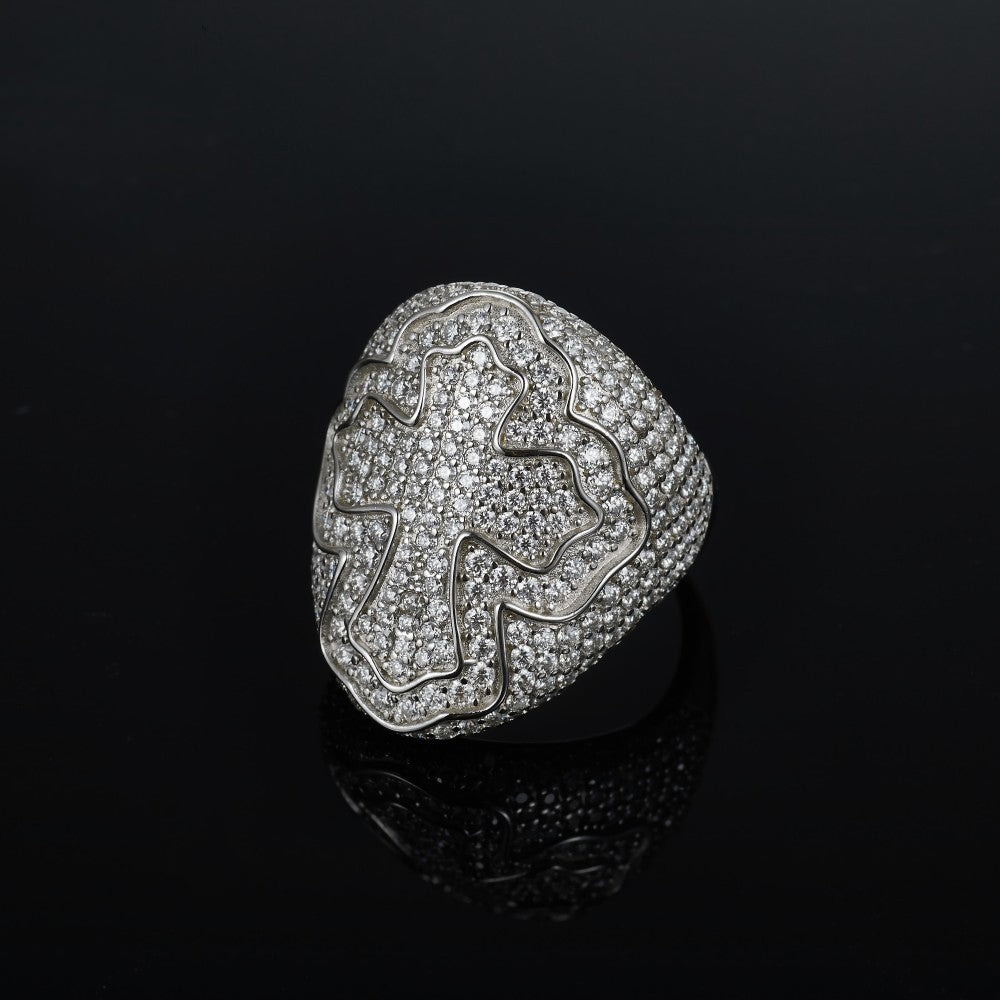 S925 Silver D Color Moissanite Cross Ring - AKAK BODYJEWELRY - ear - tunnel