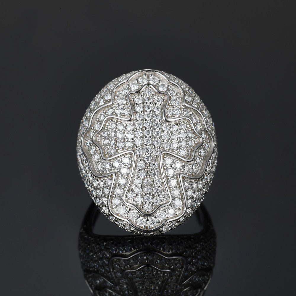 S925 Silver D Color Moissanite Cross Ring - AKAK BODYJEWELRY - ear - tunnel