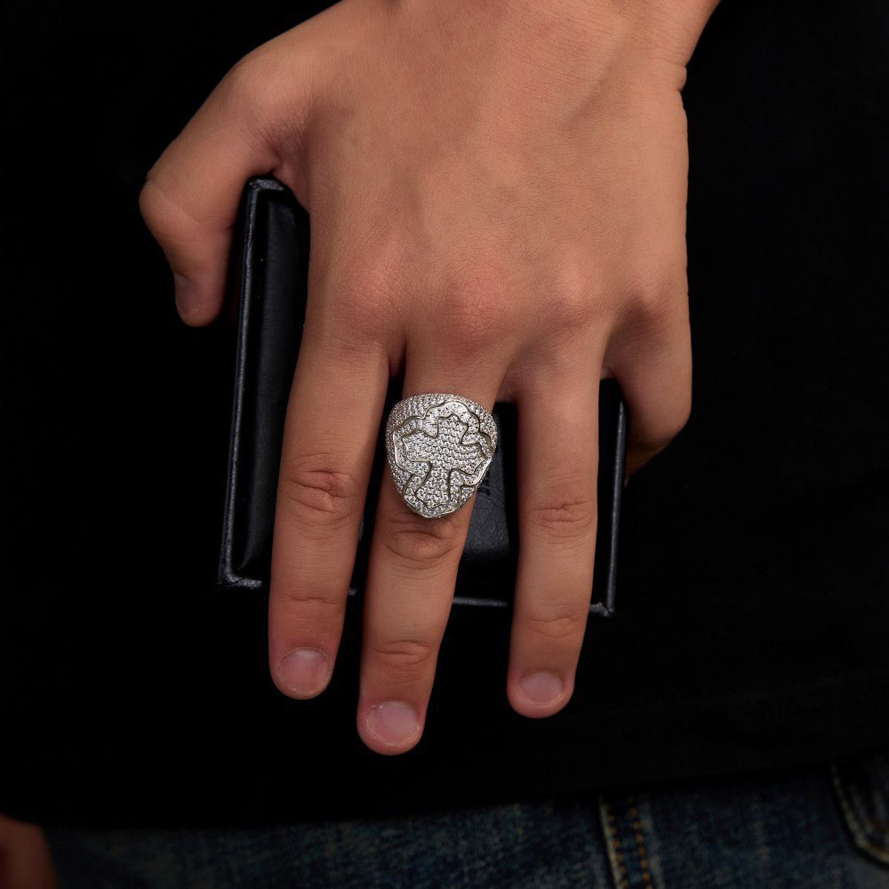 S925 Silver D Color Moissanite Cross Ring - AKAK BODYJEWELRY - ear - tunnel